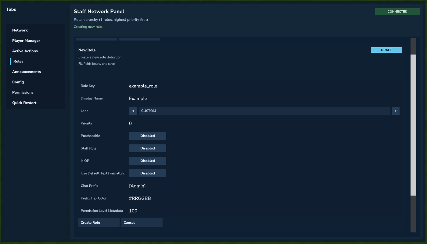Moderator role - new role form