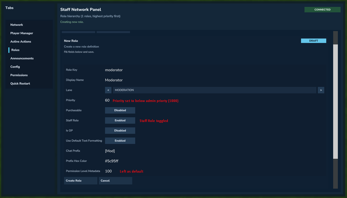 Moderator role - configured