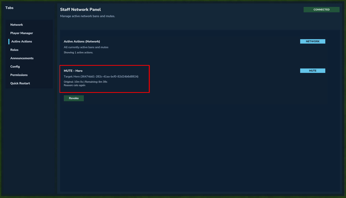 Active Actions tab