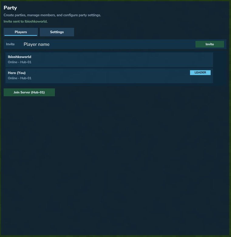 Party players tab