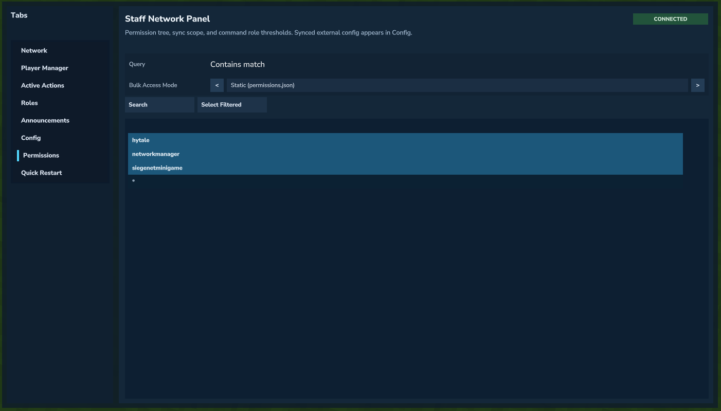 Permissions tab