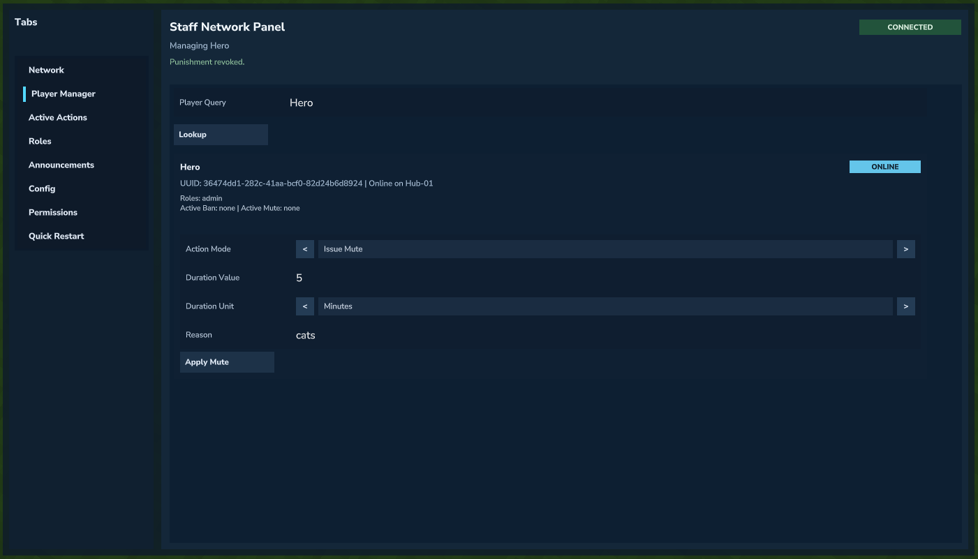 Player Manager - action mode