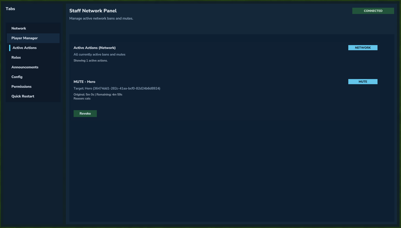 Active Actions tab