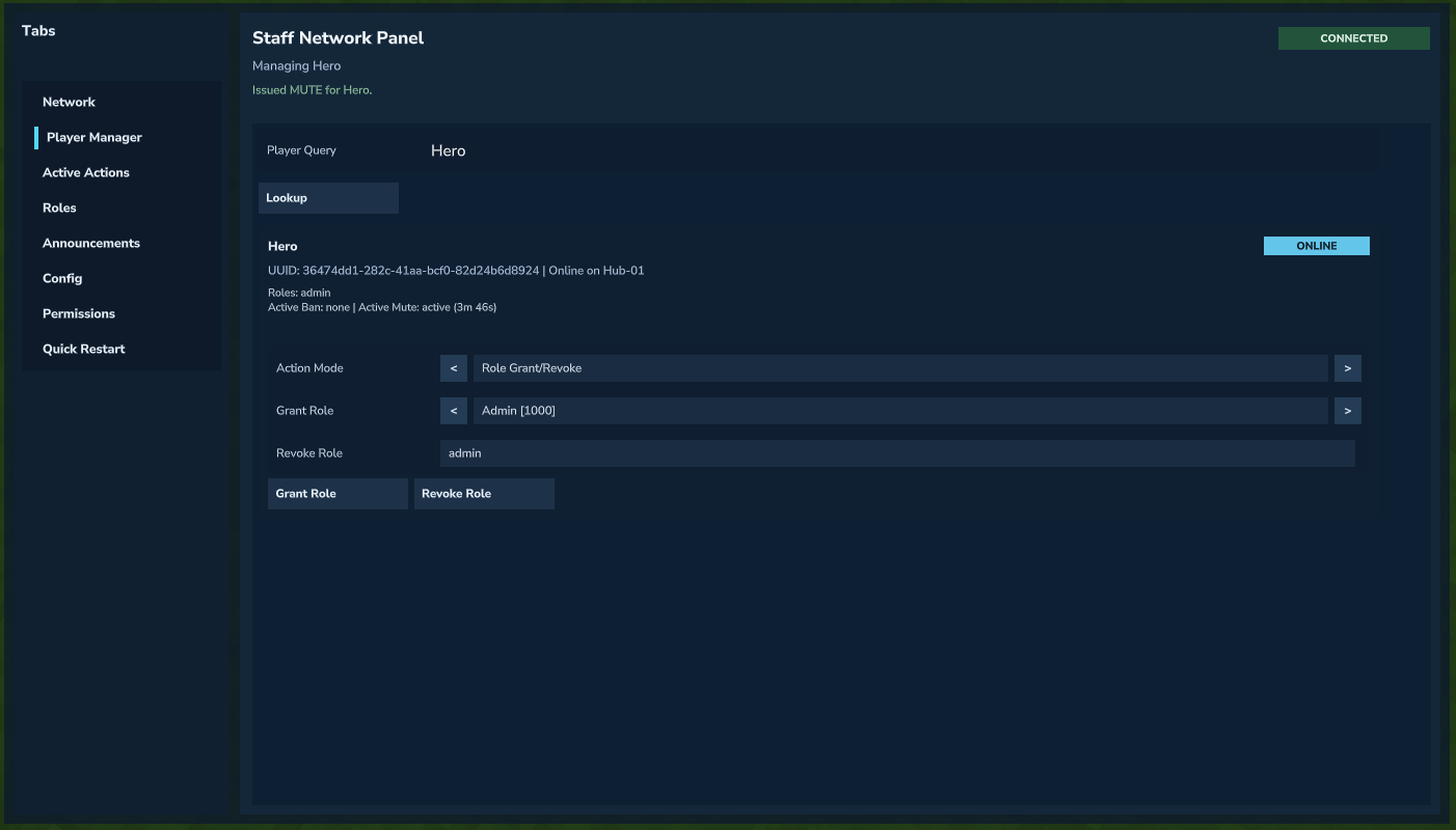 Player Manager - role grant/revoke mode