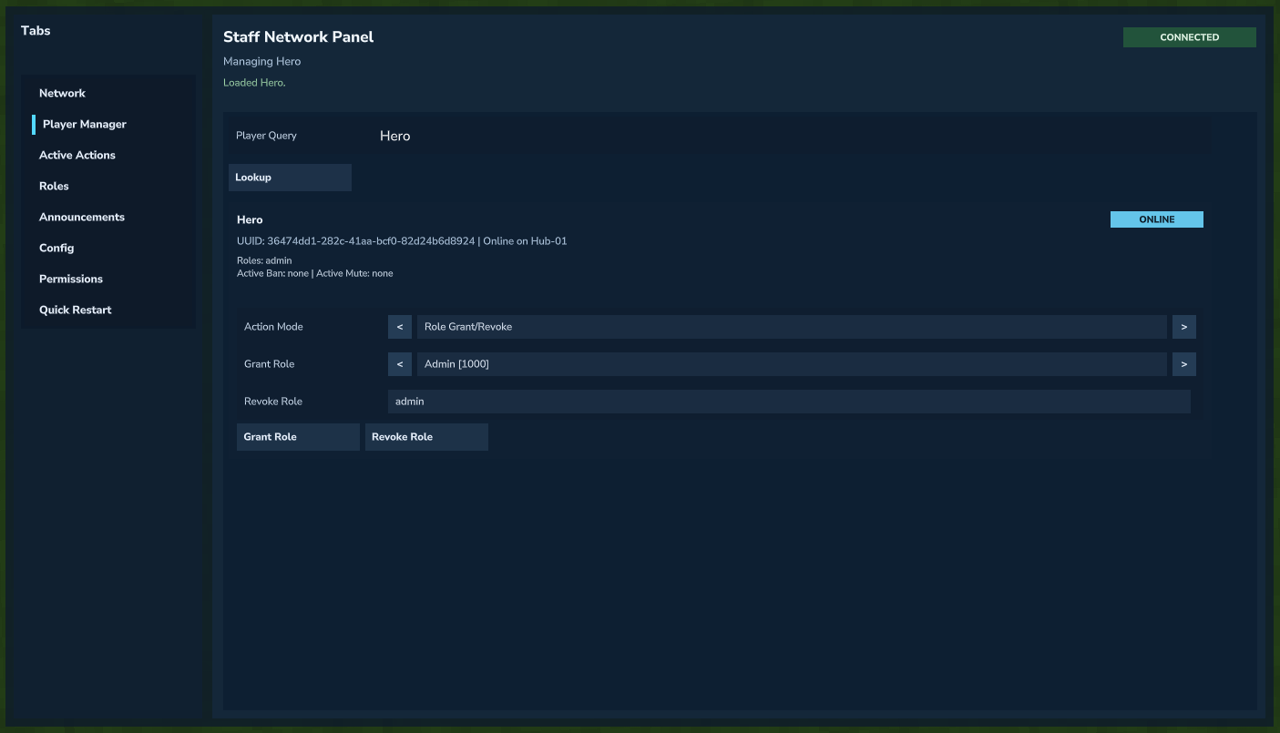Player Manager - grant revoke roles